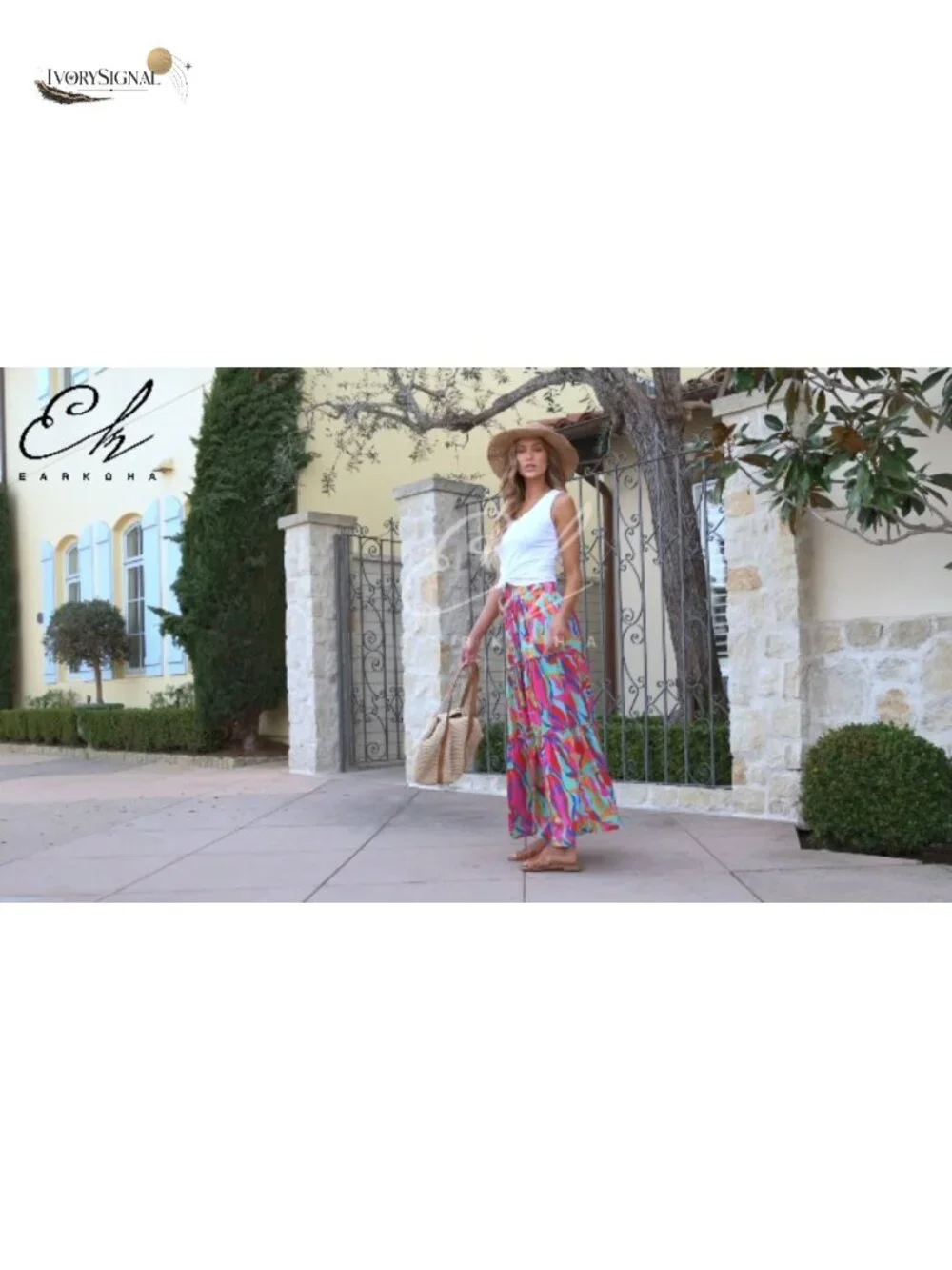 Boho Maxi Skirt for Women High Waist Flowy Long Tiered Skirt with Pockets